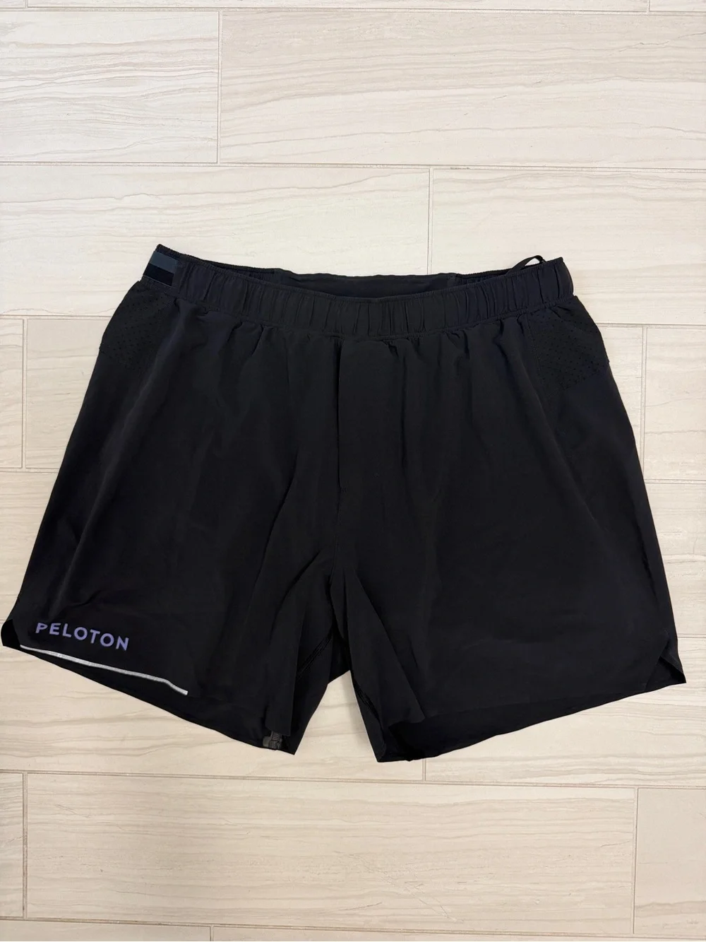 Lululemon x Peloton Men's Surge Running Shorts Black Purple Logo 5